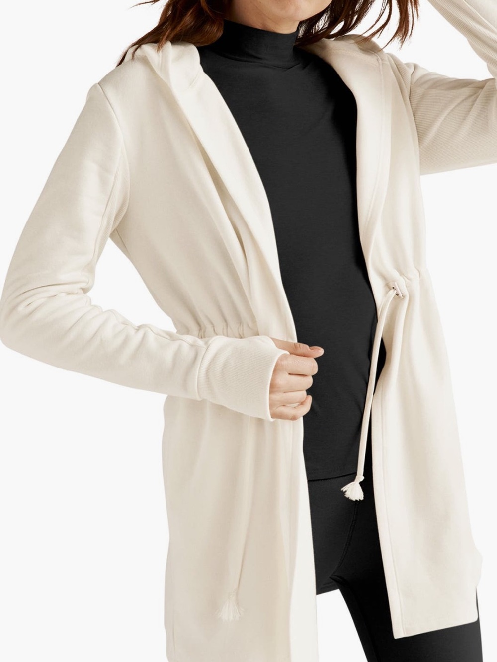 NWT Beyond Yoga Cream Hooded Longline Open Wrap Jacket 🤍